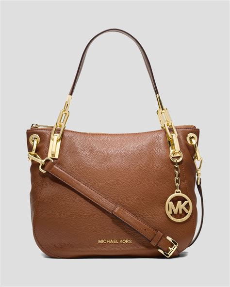 teal and brown leather michael kors bag